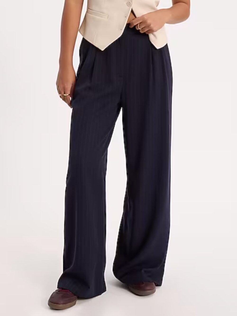 Express Pinstripe High Waisted Relaxed Trouser